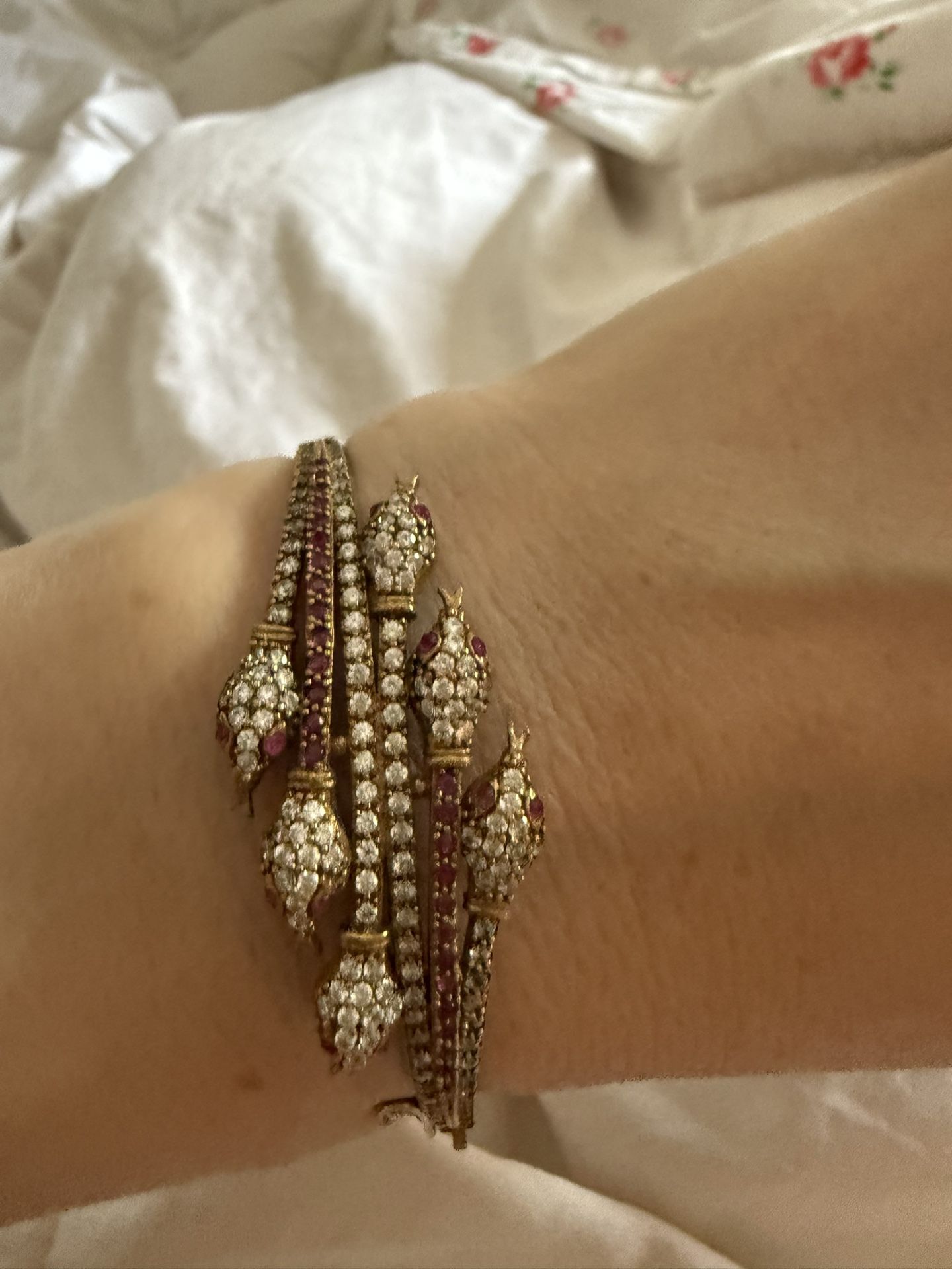 Turkish Handmade 925 Silver Bracelet, Snake, Women Vintage Silver Bangle Bracelet, Ruby Topaz Stone, Ottoman Ladies Bracelet, Silver 925K