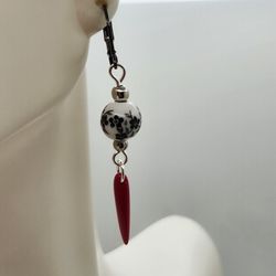 Red Glass Point Leverback Earrings 