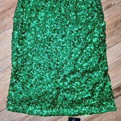Green Sequin Skirt Medium or Small Christmas Holiday Party Event New Years Eve St. Patrick's Day