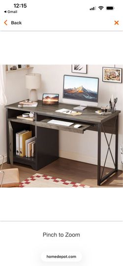*Moving Sale* 47.2 in. Rectangular Gray Reversible Office Desk with Storage Magnetic Cabinet,Study Writing Desk with Keyboard Tray