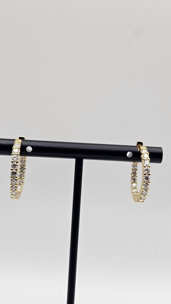 Gold Over 925 Moissanite Hoop Earrings – Pass Diamond Tester