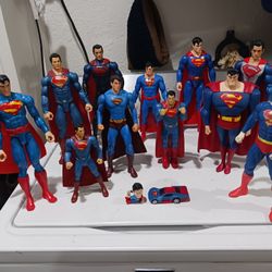 SUPERMAN DC COMICS action figures set collection.  Good Condition.  ( 6- 12 inches),  ( 3- 10 inches),  ( 2- 8 inches),  .... Collectible. 