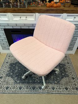 Pink Fuzzy Criss Cross Office Chair