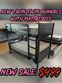 NEW TWIN TWIN BUNKBED WITH MATTRESSES