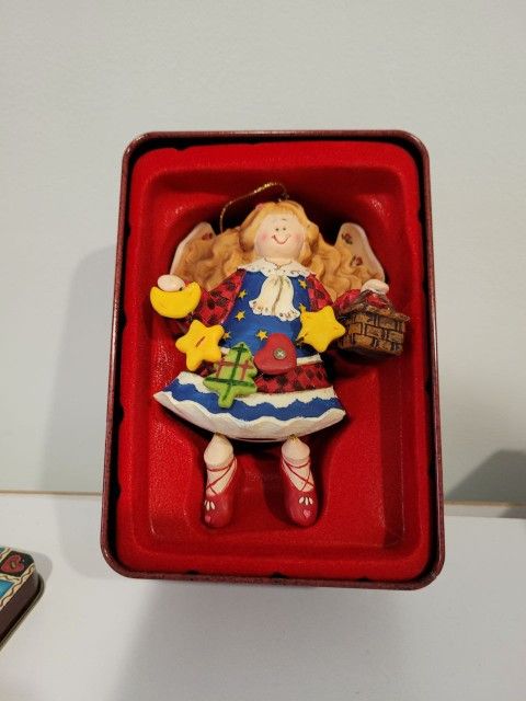 Grandeur Noel Holiday Ornament Vintage Toy Doll With Tin Box

