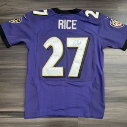 Signed Autographed Baltimore Ravens Ray Rice #27 Home Purple Jersey Sz 40 Small 