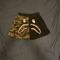 medium black and camo bape shorts 