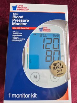 Cash only please and pick up, New never been used blood pressure monitor with wide range cuff 2 person memory bank hypertension indicator, backbiting 