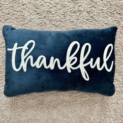 Thankful Blue Lumbar Throw Pillow