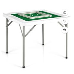 35'' 4-Player Mahjong Card Game Portable Folding Table w/Cup & Coin Holder