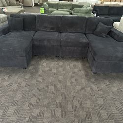 Black Double Chaise Sectional 