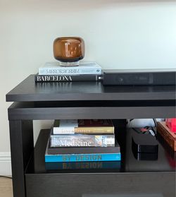 Black Wood TV Stand with Lower Shelf