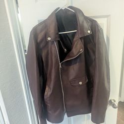 SHEIN Faux Leather Moto Jacket in rich brown
