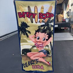 Vintage Betty Boop Surf USA Beach Towel Very Clean and Good Condition 