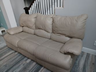 Sofa and love seat. Beige Leather