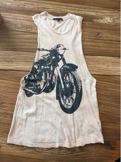Truly Madly Deeply distressed motorcycle tank top size XS