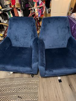 Pair of Ailis Navy Blue Velvet club Chairs