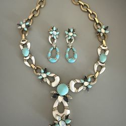 HEIDIK9 Vintage women’s blue and white jewelry set