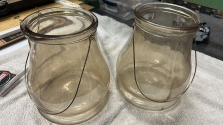 2 Large glass lantern Containers