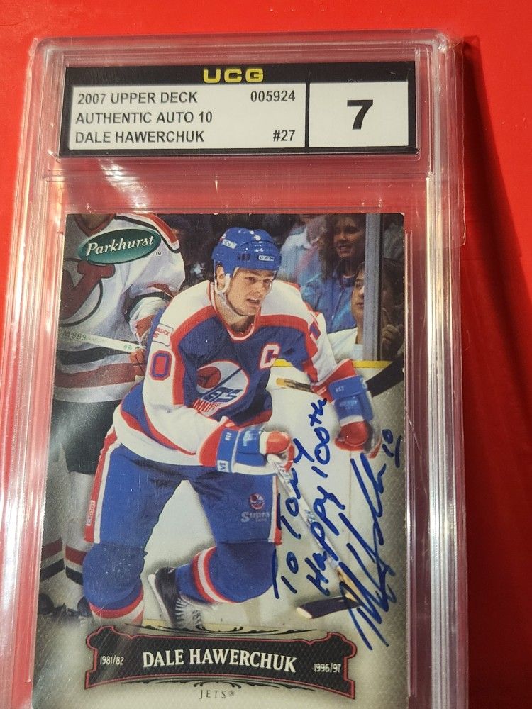 AUTOGRAPHED 2007 Upper Deck hockey Dale Hawerchuk INSCRIBED UCG 10/7