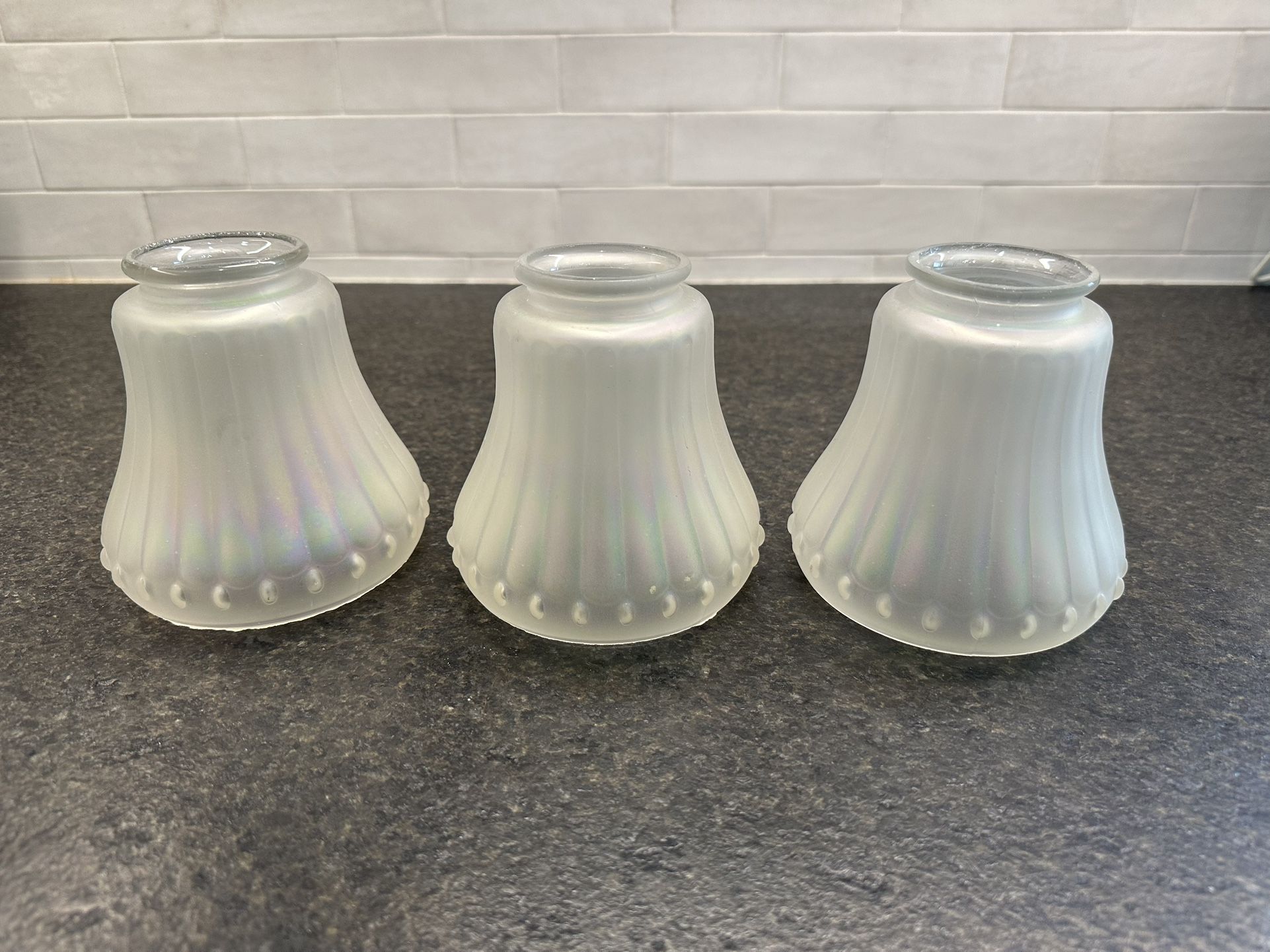 Vintage Glass Lamp Shades - Set of 3