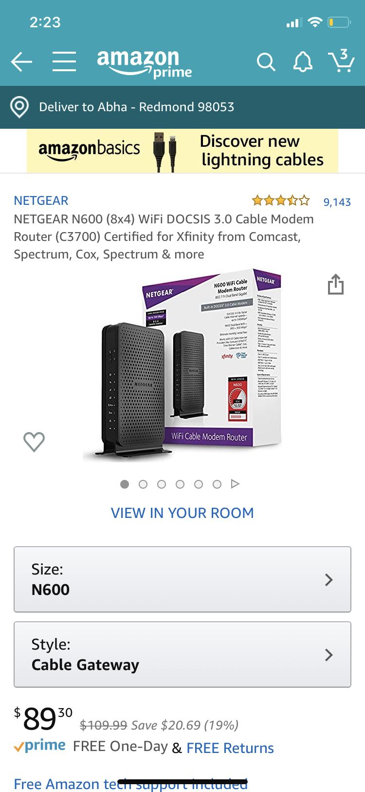 Netgear docsis cable modem and WiFi