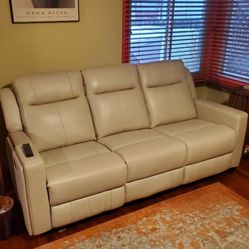 Cream Leather Couch That Recline