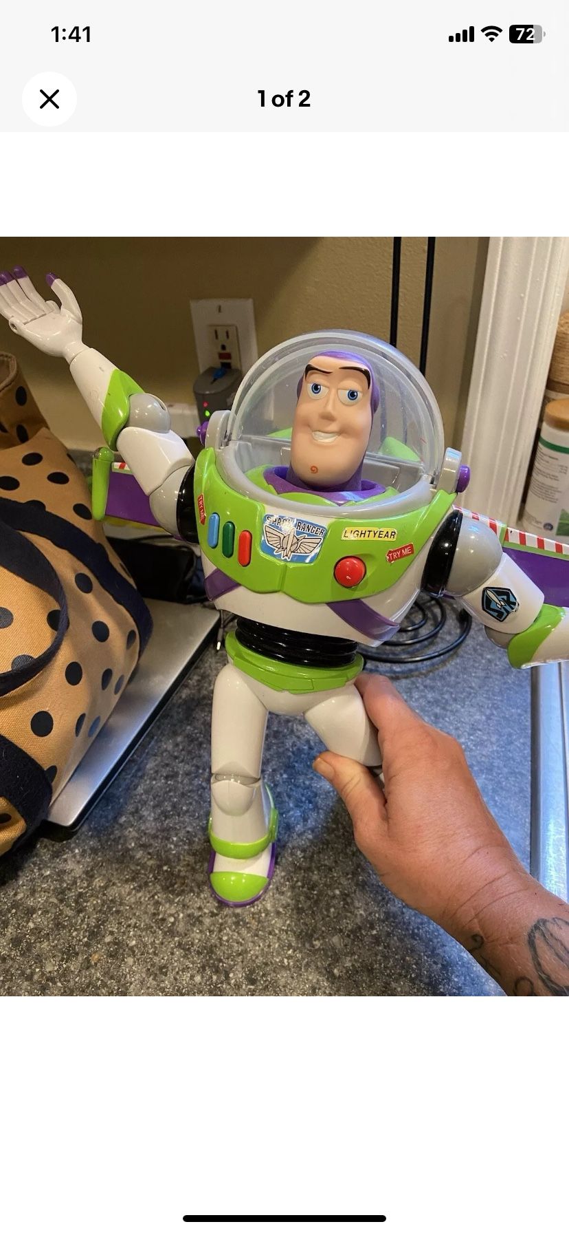 Talking Vintage Buzz Light year Toy Stands 12 Plus Inches Tall