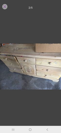 Pine Wood Dresser with Floral Detail Queen size bedroom set