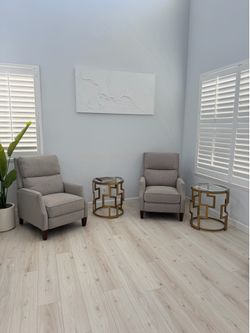 Two Costco Recliners Sofas with tables