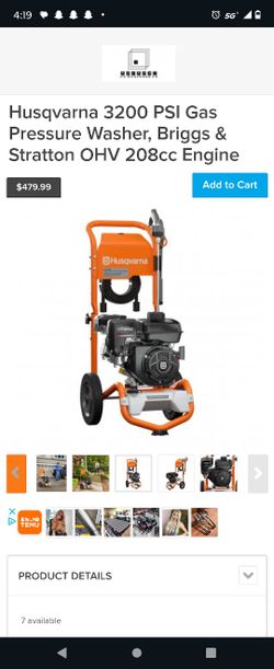 Husqvarna Pressure Washer 3200 Psi