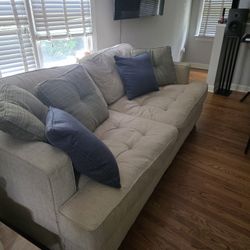 Tan Fabric Sofa 87x43x36 Tall,V Extra Deep