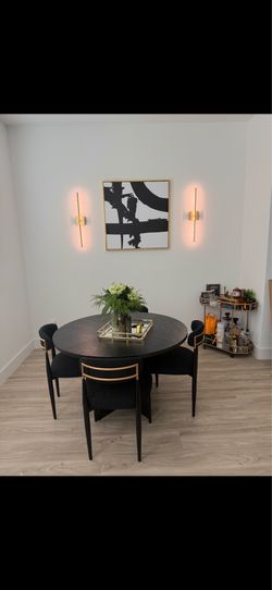 Modern Black Round Dining Table Set – 4 Chairs Included