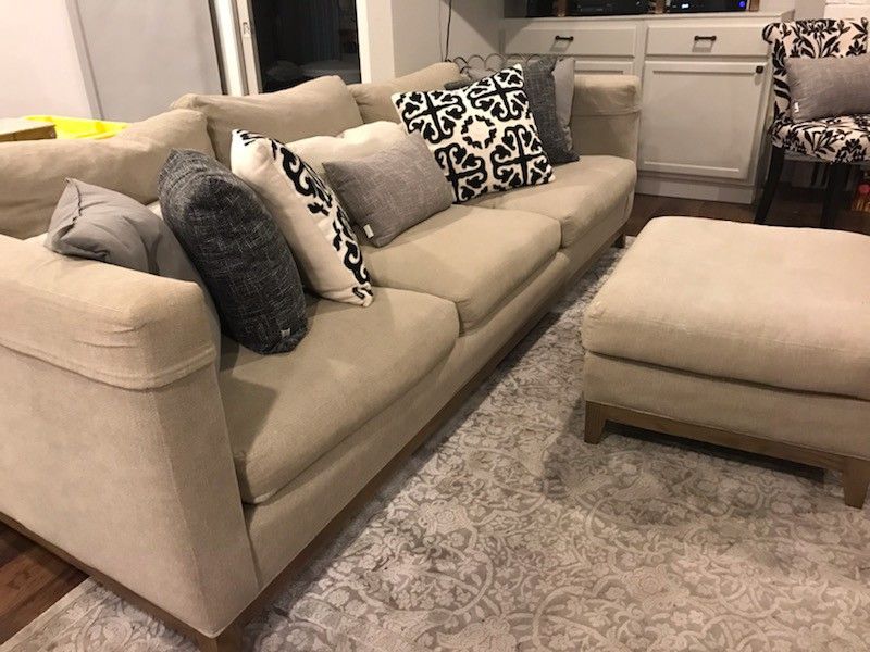 Crate and barrel taraval sofa & ottoman
