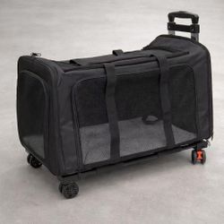 New In Box 25x14x14 Inch Bag Size Pet Dog Cat Carrying Luggage Travel Carrier Stroller With Detachable Dolly Cart 