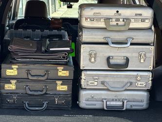 Lot of 8 vintage briefcases aluminum mid century briefcases