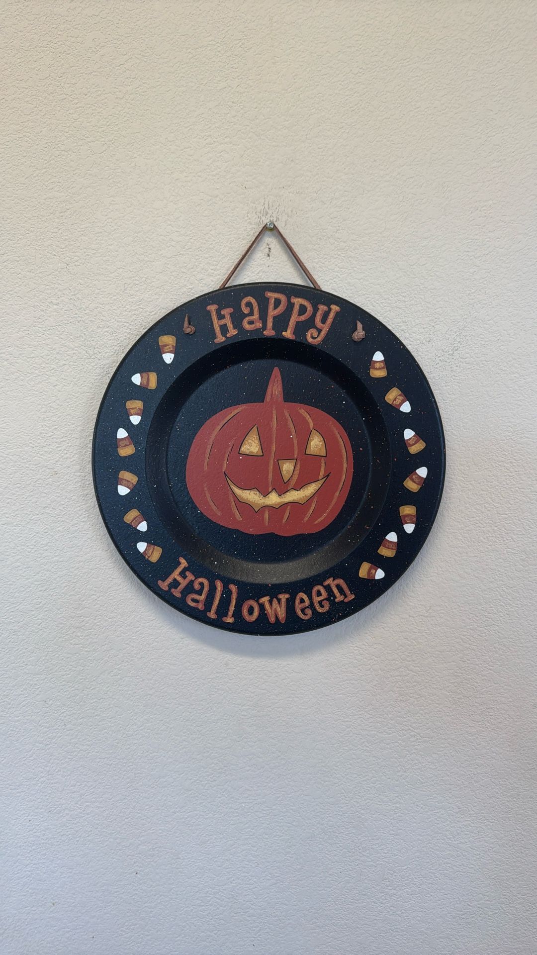 Halloween Plate Decoration Wall Hanging Art Pumpkin Jack O Lantern Candy Corn