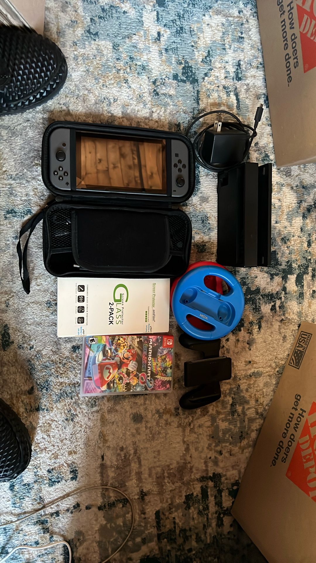 Nintendo switch (1st Edition) With Docking Station, Glass Protectors, Mario kart 8 And Controllers