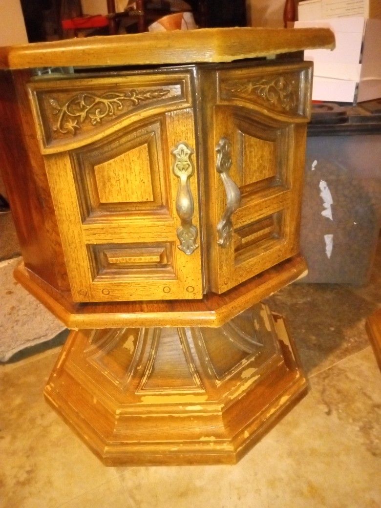 2 Hexagon Shaped Vintage End Tables 