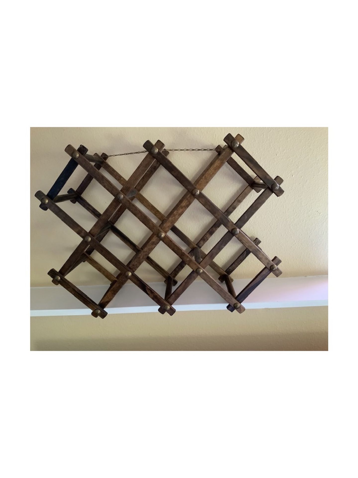 Mid Century Walnut Wine Rack $45