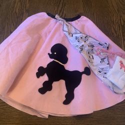 50’s Pink Poodle Skirt And Accessories 