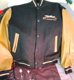 SEC WHEELS Leather Sleeve VARSITY JACKET BUTTON UP