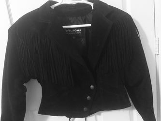 Women’s black suede fringed jacket size Large