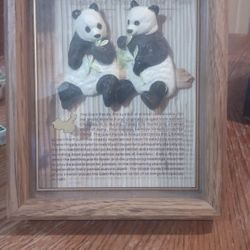 Giant Panda Endangered Species Shadow Box Sculptures Wall Art Table Top