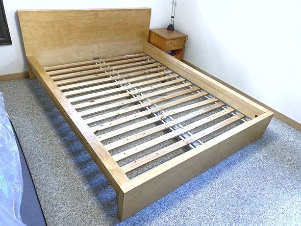 Like-New Queen Ikea Malm Birch Wood Bed Frame