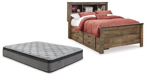 Trinell Brown Full Bookcase Bed with Mattress