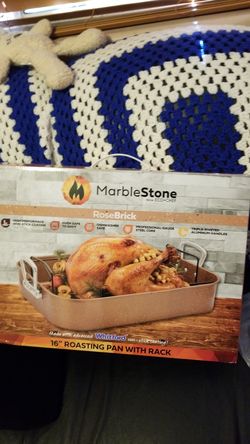 Marble stone 16 i nch roasting pan brand new still in box.