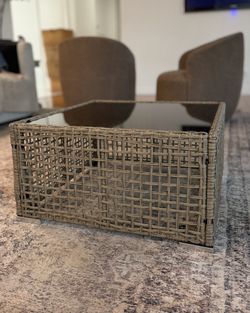 Earthy Home Style Outdoor Indoor Rattan Coffee table With Glass Top