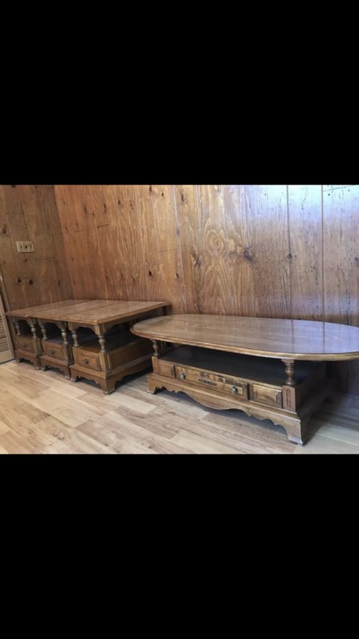 Cal shop maple wood coffee table and sides tables