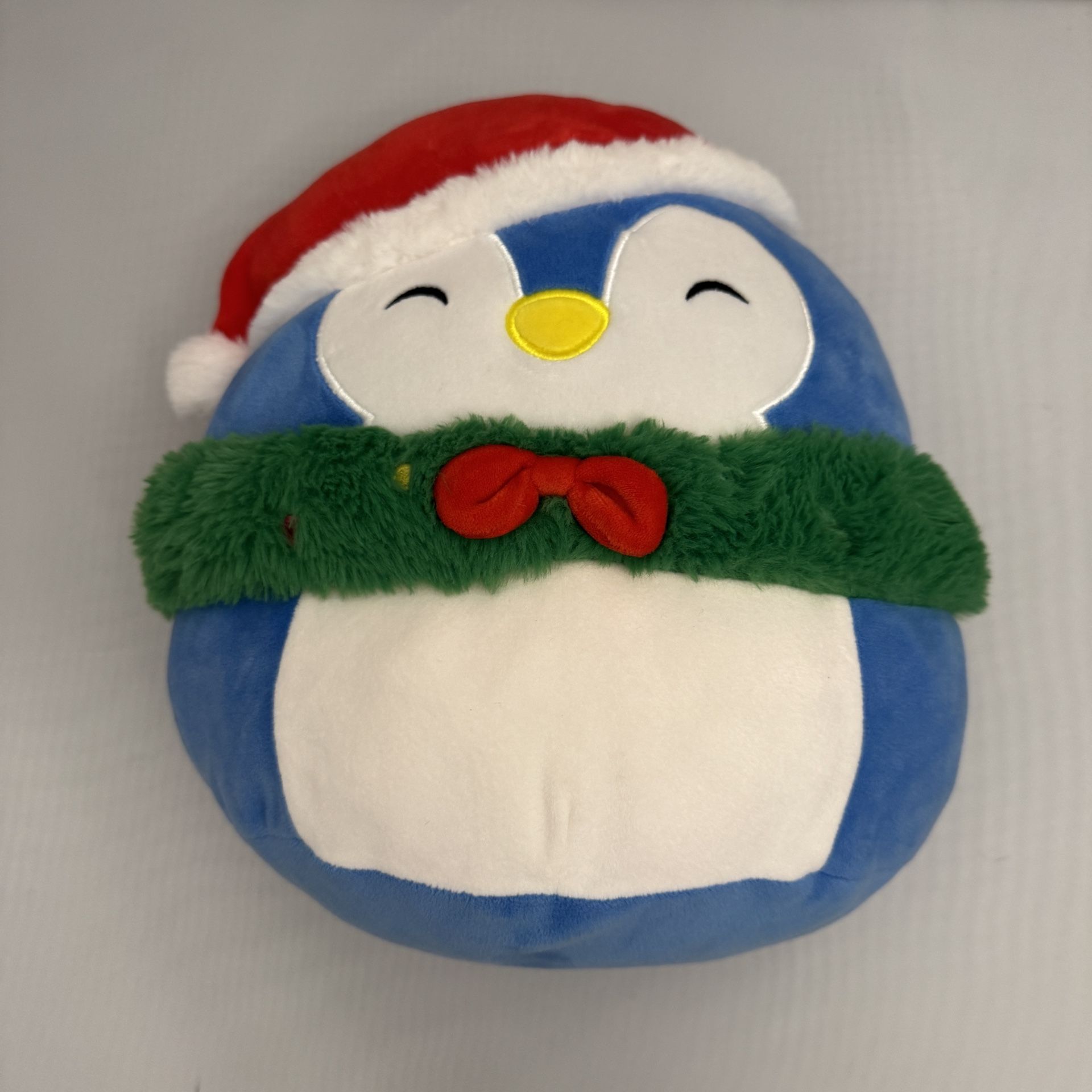 Squishmallows Holiday Penguin – “Percy” – 10” – Santa Hat + Wreath 